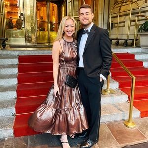 ALC Metallic Copper Tiered Dress